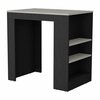 Tuhome Portree Kitchen Island with 3-Side Shelves -Black / Ibiza Marble IWZ9033